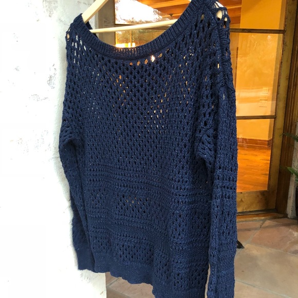 Dark Blue crochet, holes, Sweater American Eagle